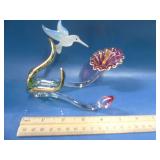 glass hummingbird with flower
