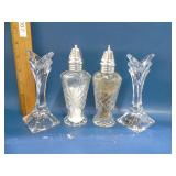 candlesticks and salt and pepper shakers