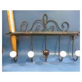 5 hook black metal coat rack