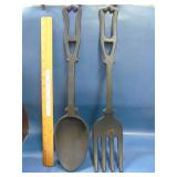 decorative metal spoon and fork