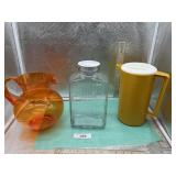 ORANGE ARCYLIC PITCHER & pLANKINTON COOP PITCHER