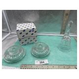 PRINCESS  HOUSE: 2) CRYSTAL CANDLE HOLDERS & BELL