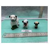 2) CERAMIC SHEEP AND 1) WOODEN SHEEP