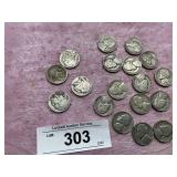 14) 1940'S JEFFERSON NICKELS, 4)INDIAN HEADS