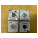 1919 G4 WHEAT, 1936 AU50, 1937 EF40,1934 WHEAT