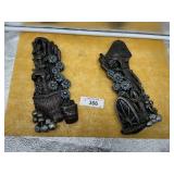 PAIR OF CHALKWARE MAIL BOX AND WATER PUMP
