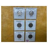 6)OLD JEFFERSON NICKELS, 1940, 1941, 1946, 1947,