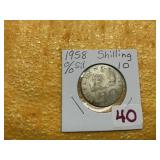 1958 SHILLING % SILVER 10