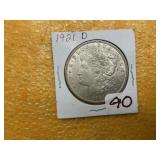1921-D MORGAN SILVER DOLLAR