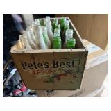 OLD POP BOTTLES IN A PETE'S BEST APPLE CRATE