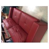 red leather love seat