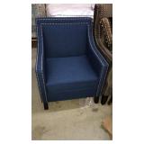 Navy Cloth Chair w/Nailhead