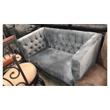 Large Blue Suede Setee