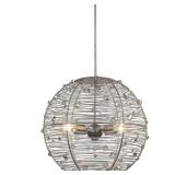 $575 Golden Lighting Large Silver Pendant Light