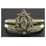 18kt Gold Antique 3/4 ct Marquise Cut Diamond Ring