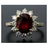 14kt Gold 5.81 ct Ruby & Diamond Ring