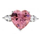 Brilliant 4.41ct Pink Sapphire Heart Solitaire