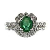 14kt Gold 1.50 ct Emerald & Diamond Bridal Set