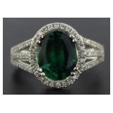 14kt Gold 2.61 ct Oval Emerald & Diamond Ring