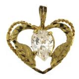 14kt Gold Pear Cut White Topaz Pendant