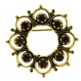 14kt Gold Antique 2.00 ct Garnet Brooch