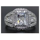 Emerald Cut 3.50 ct White Topaz Designer Ring