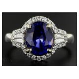 14kt Gold 4.33 ct Sapphire & Diamond Ring