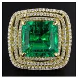 14kt Gold 10.41 ct Emerald & Diamond Ring