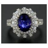 14kt Gold Oval 4.62 ct Sapphire & Diamond Ring