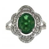 14kt Gold Oval 2.05 ct Emerald & Diamond Ring