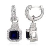 Princess Cut 3.00 ct Sapphire Dangle Earrings