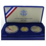 1986 US Mint 3 pc 1/4 Oz Gold, Silver Dollar, Half