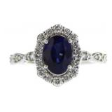 14kt Gold 2.22 ct Oval Sapphire & Diamond Ring