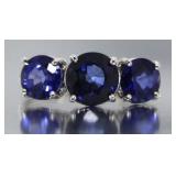 18kt Gold 4.26 ct Round Sapphire Ring