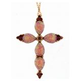 Rose Toned 4.00 ct Pink Opal Cross Pendant