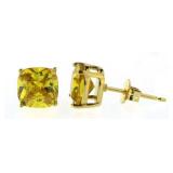 Cushion Cut 4.00 ct Canary Yellow Earrings