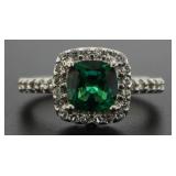 Cushion Cut 1.85 ct Emerald Designer Ring