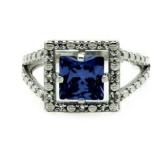 Princess Cut 2.67 ct Tanzanite & Diamond Ring