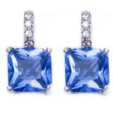 Princess Cut 2.40 ct Tanzanite Solitaire Earrings