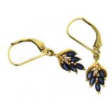 14kt Gold Natural Sapphire & Diamond Earrings