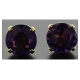 14kt Gold 3.00 ct Natural Amethyst Stud Earrings