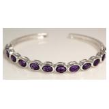 Genuine 6.00 ct Amethyst Cuff Bracelet