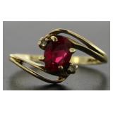 10kt Gold Oval Ruby & Diamond Dinner Ring