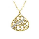 Pear Cut Filigree Diamond Accent Pendant