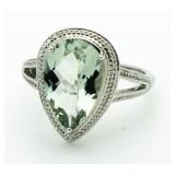 Genuine 4.81 ct Green Amethyst Pear Cut Solitaire