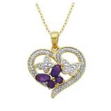 Genuine African Amethyst & Diamond Pendant