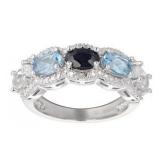 Genuine Sapphire & Sky Blue & White Topaz Ring