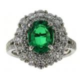 14kt Gold Oval 3.37 ct Emerald & Diamond Ring