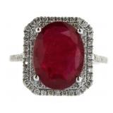 14kt Gold Oval 5.00 ct Ruby & Diamond Ring