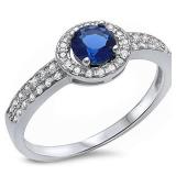Beautiful Halo-Style Sapphire Solitaire